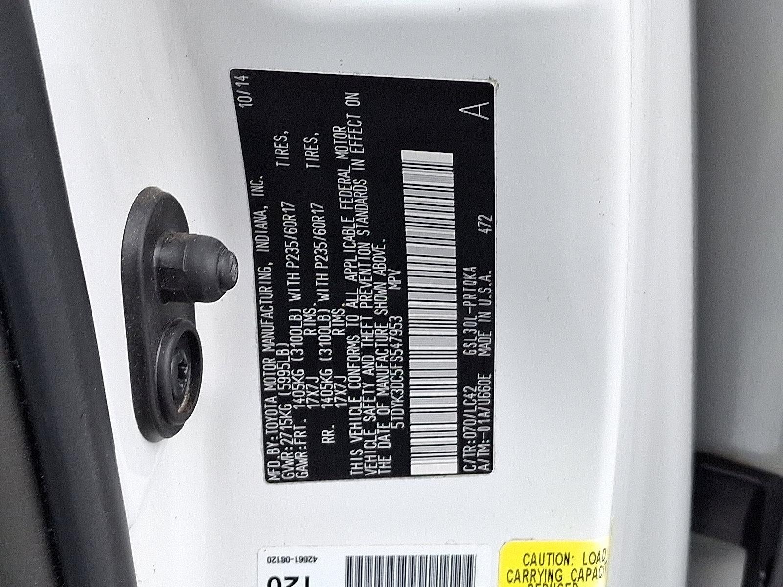 2015 Toyota Sienna 5dr 8-Pass Van XLE FWD (Natl)