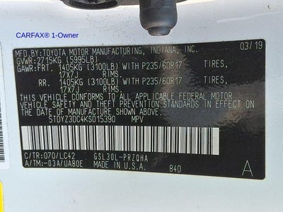 2019 Toyota Sienna XLE Premium FWD 8-Passenger (Natl)