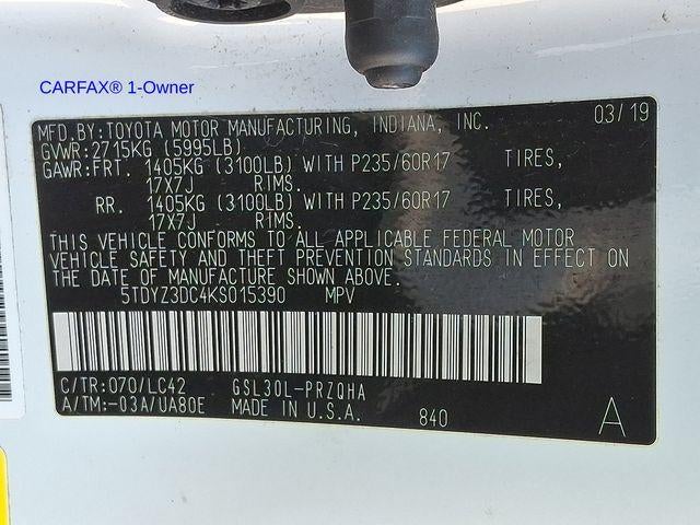 2019 Toyota Sienna XLE Premium FWD 8-Passenger (Natl)