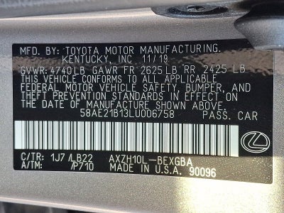 2020 Lexus ES 300h Luxury FWD