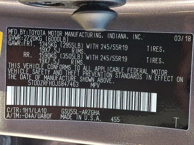 2018 Toyota Highlander Limited V6 AWD (Natl)