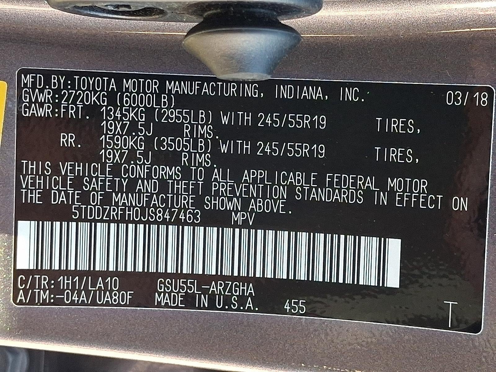 2018 Toyota Highlander Limited V6 AWD (Natl)