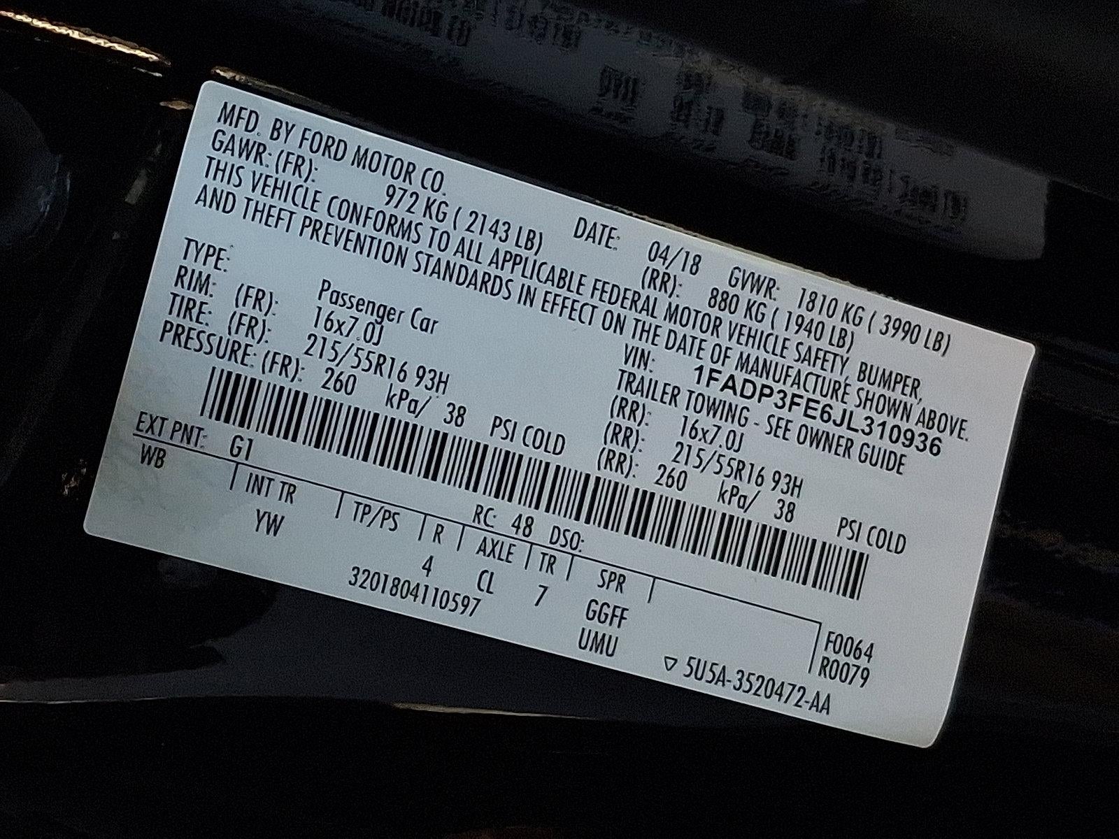 2018 Ford Focus SE Sedan