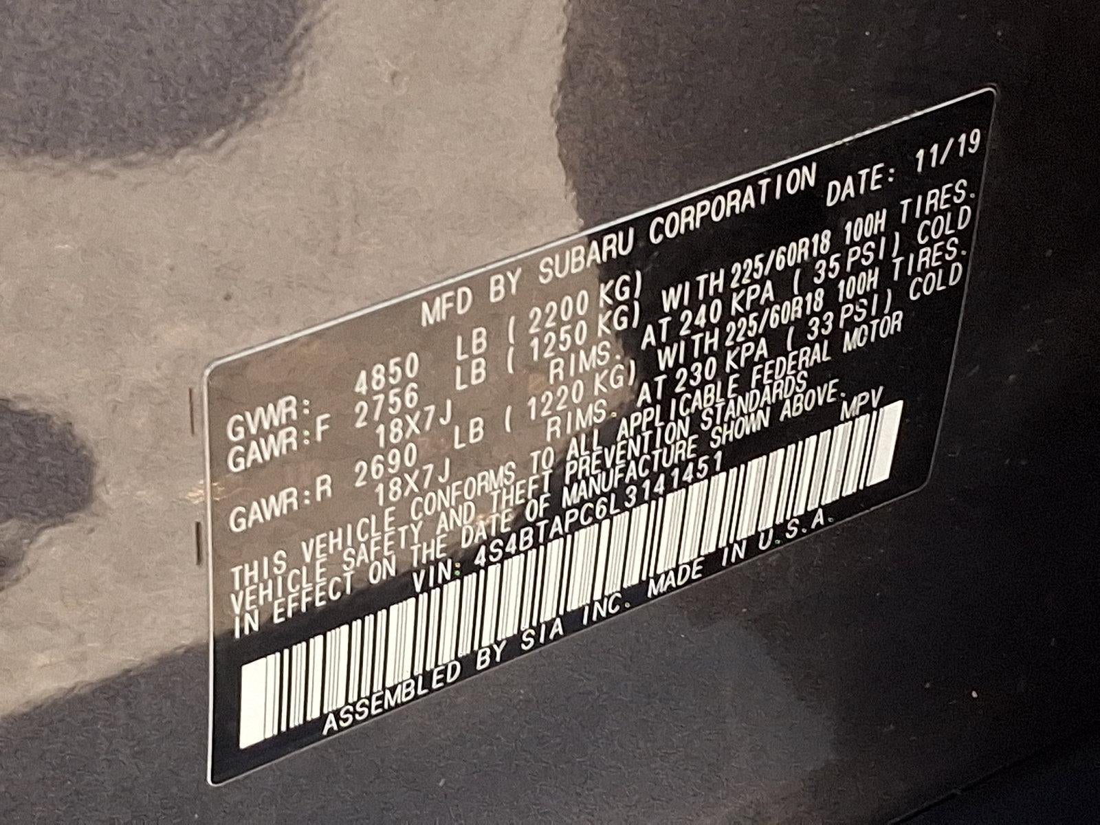 2020 Subaru Outback Touring CVT