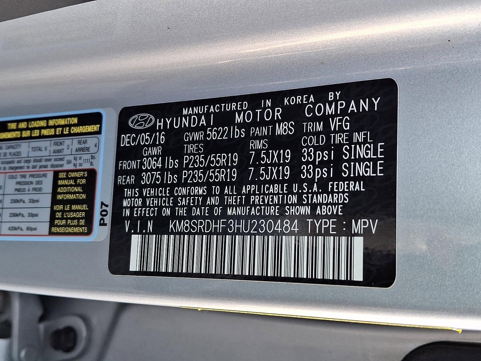 2017 Hyundai SANTA FE Limited Ultimate 3.3L Auto AWD