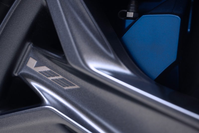 Close-up of the 2026 OPTIQ-V Brembo Performance Front Brakes | Faulkner Cadillac Mechanicsburg in mechanicsburg PA