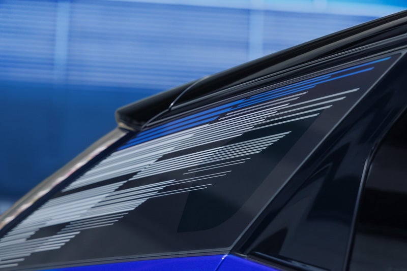 Close-up of the Modern Pattern on the 2026 OPTIQ-V Rear Quarter Glass | Faulkner Cadillac Mechanicsburg in mechanicsburg PA
